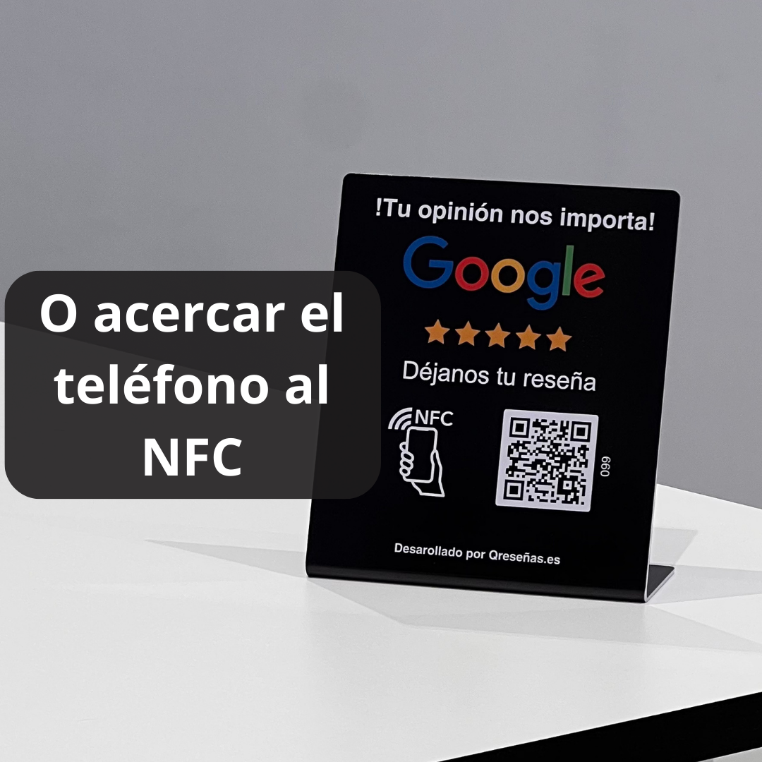 Expositor QR/NFC para aumentar reseñas de Google