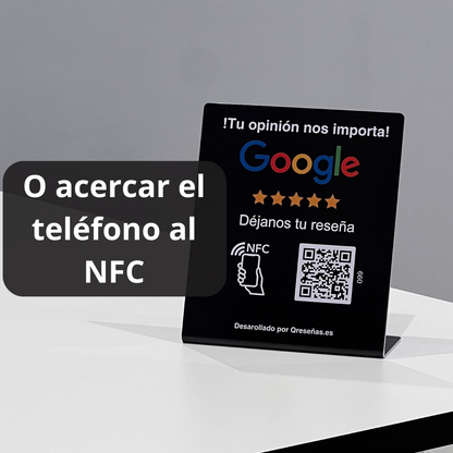 Expositor QR/NFC para aumentar reseñas de Google