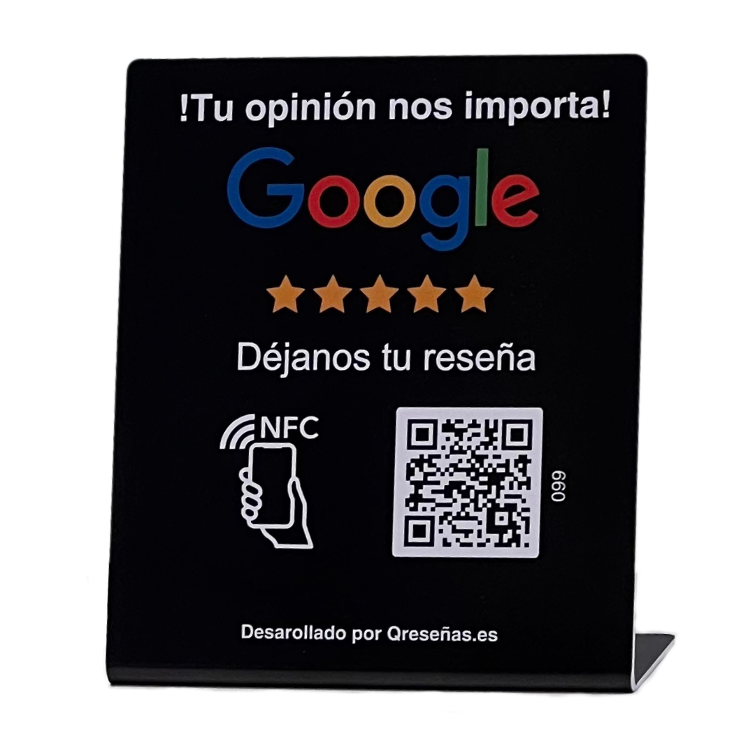 Expositor QR/NFC para aumentar reseñas de Google